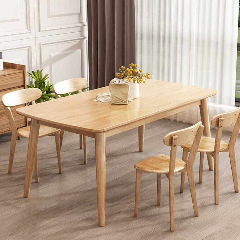 Rectangular Natural Oak Dining Table Solid Wood Tabletop for Living Room
