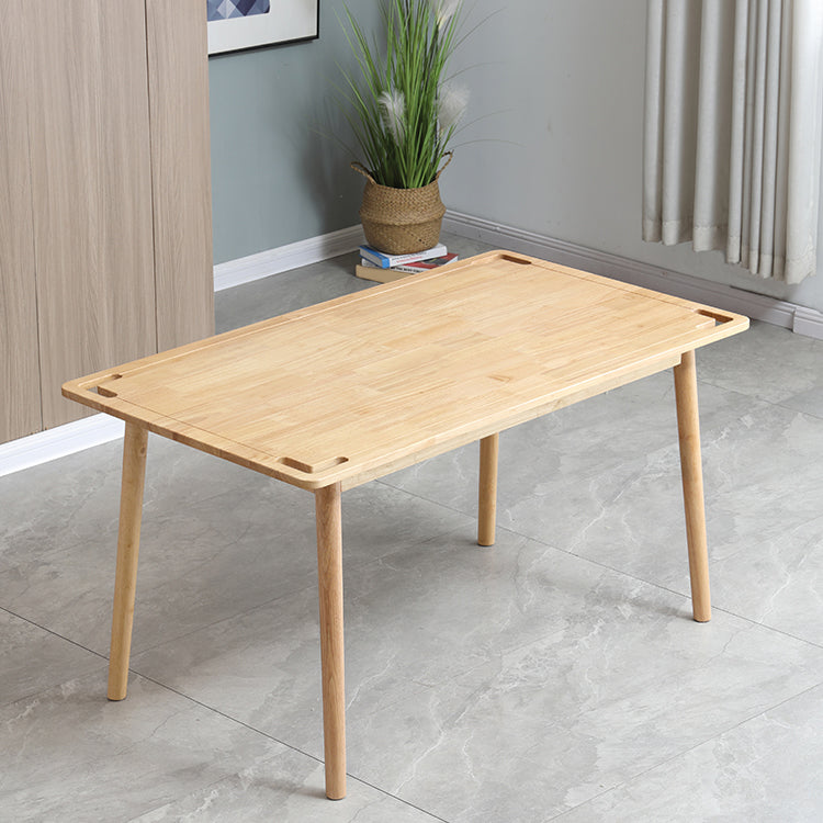 55.1 Inch Rectangular Natural Oak Dining Table Solid Wood Tabletop with 4 Legs