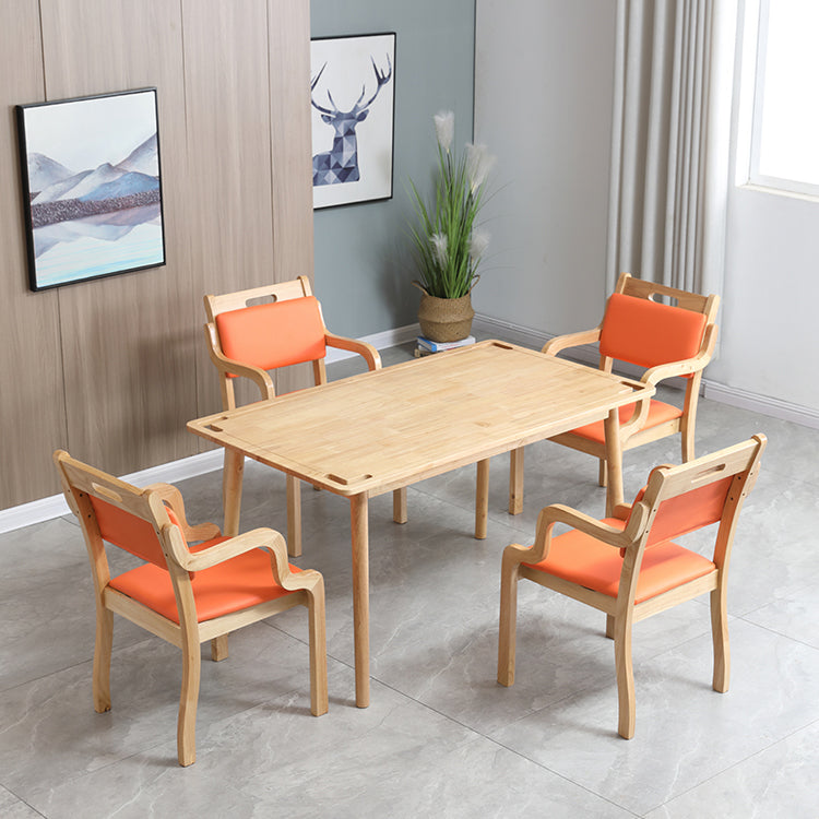 55.1 Inch Rectangular Natural Oak Dining Table Solid Wood Tabletop with 4 Legs