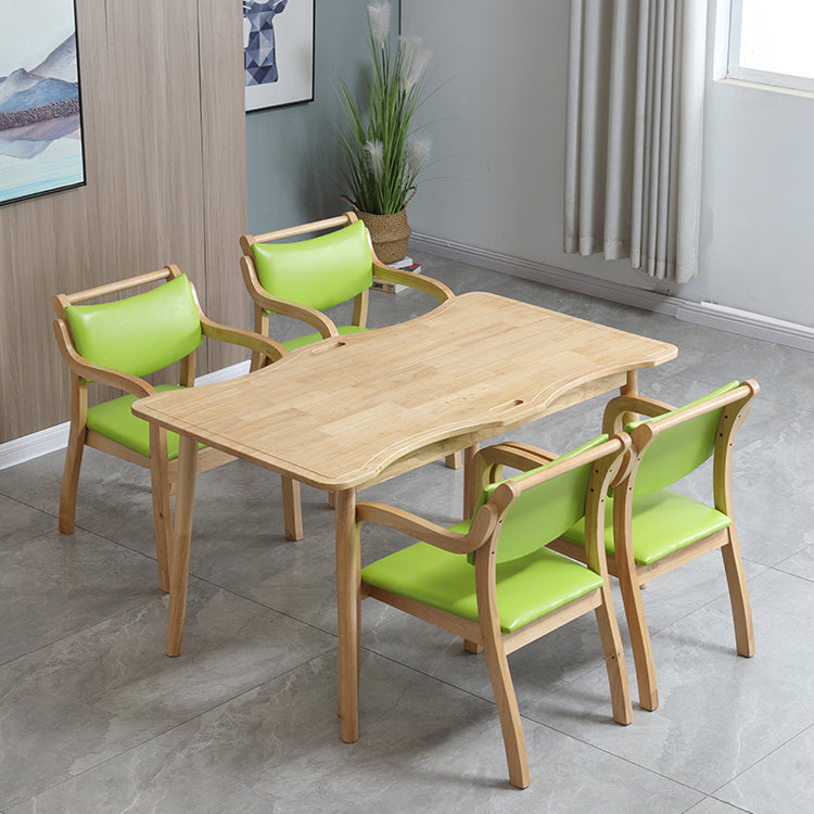 55.1 Inch Rectangular Natural Oak Dining Table Solid Wood Tabletop with 4 Legs