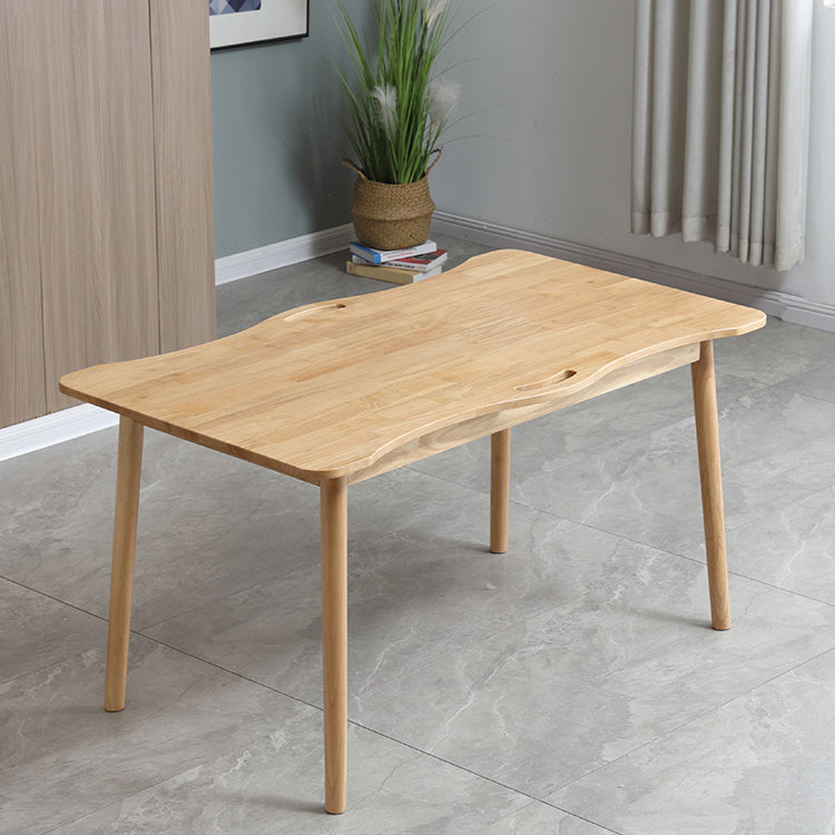 55.1 Inch Rectangular Natural Oak Dining Table Solid Wood Tabletop with 4 Legs