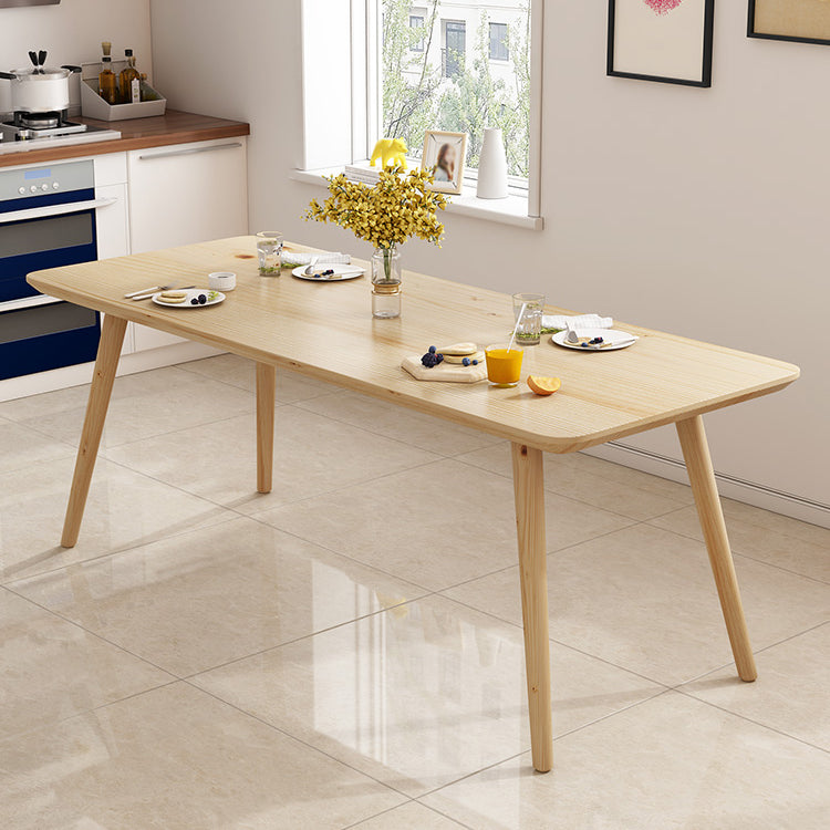 Rectangular Dinner Table Modern Natural Oak Solid Wood Tabletop for Living Room