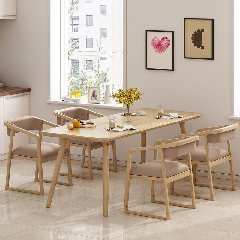 Rectangular Dinner Table Modern Natural Oak Solid Wood Tabletop for Living Room