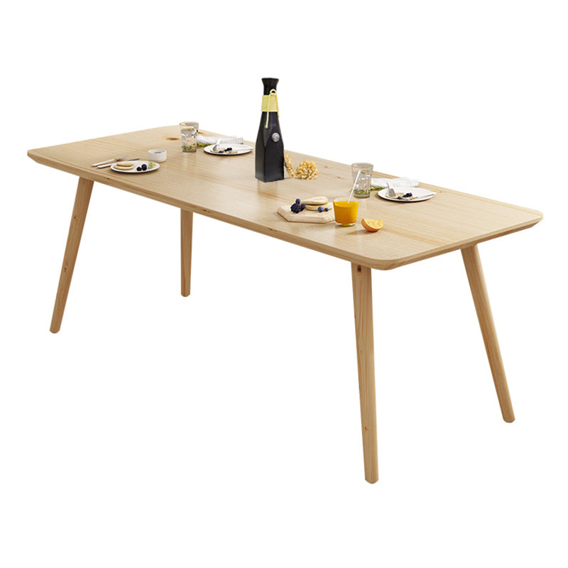 Rectangular Dinner Table Modern Natural Oak Solid Wood Tabletop for Living Room