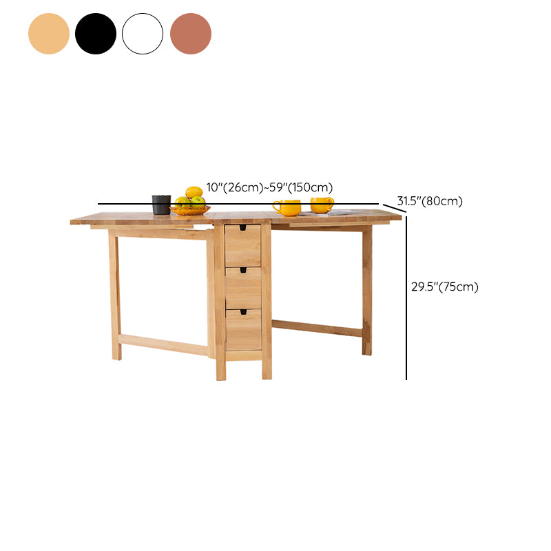 Modern Style Rectangle Solid Wood Drop-Leaf Dining Table, 59" x 31.5" x 29.5"