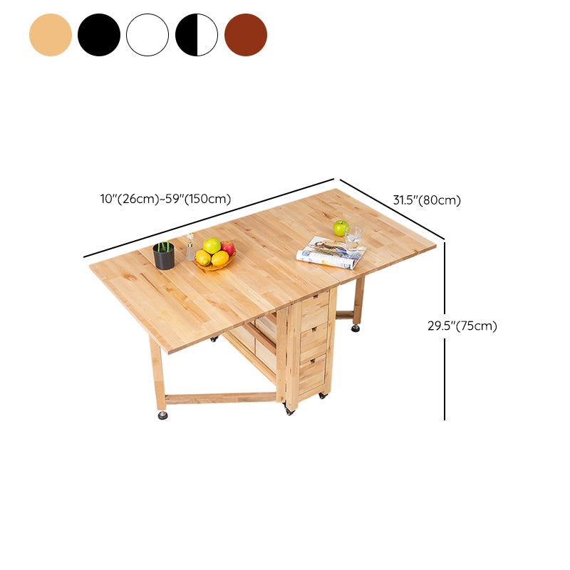 Modern Style Rectangle Solid Wood Drop-Leaf Dining Table, 59" x 31.5" x 29.5"