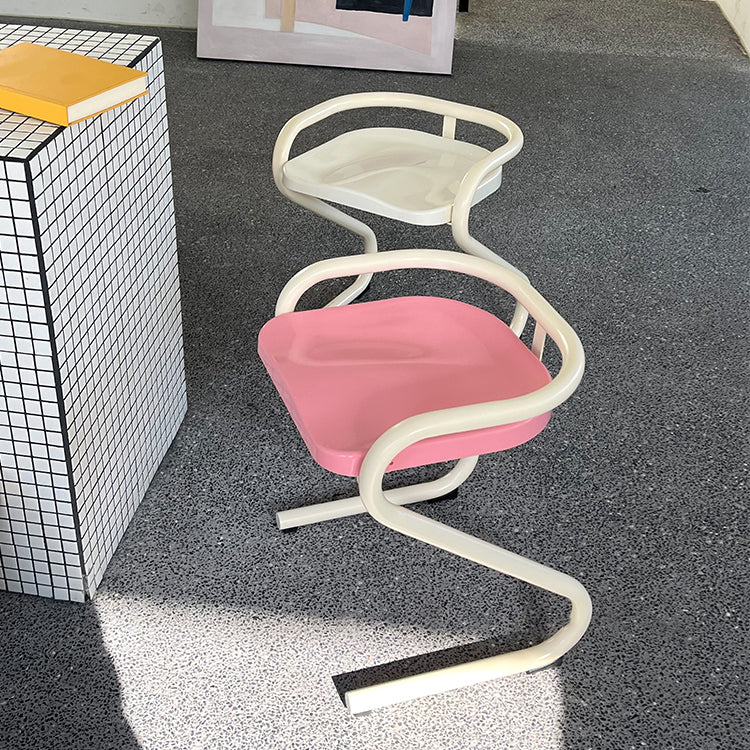 Metal Frame Dining Side Chair Modern Indoor Plastic Backless Chair