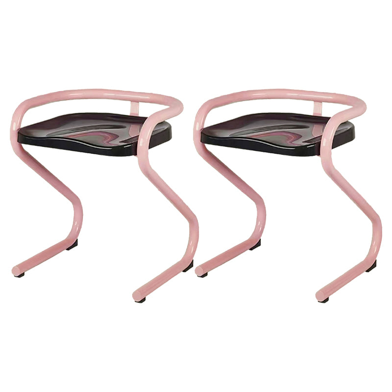 Metal Frame Dining Side Chair Modern Indoor Plastic Backless Chair