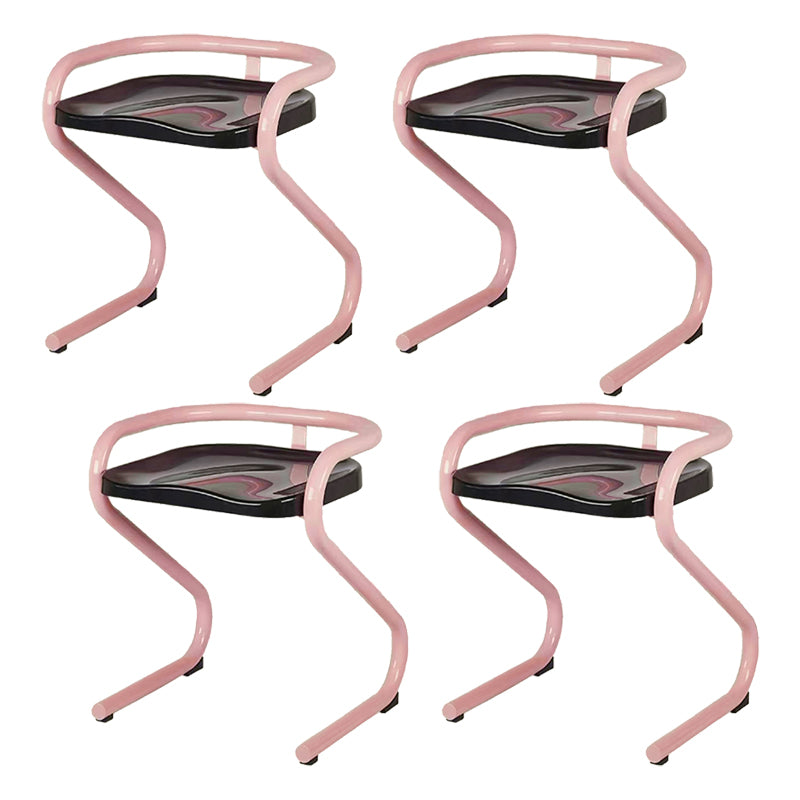 Metal Frame Dining Side Chair Modern Indoor Plastic Backless Chair