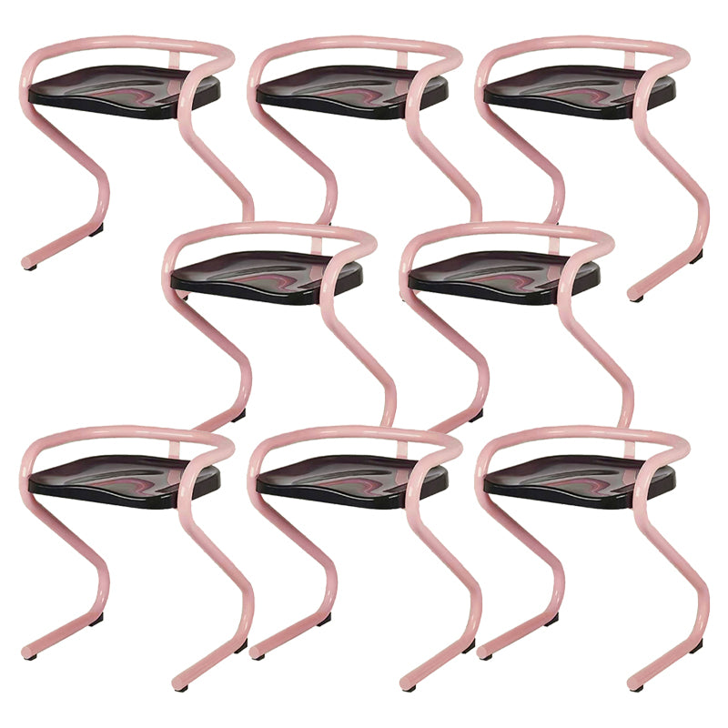 Metal Frame Dining Side Chair Modern Indoor Plastic Backless Chair