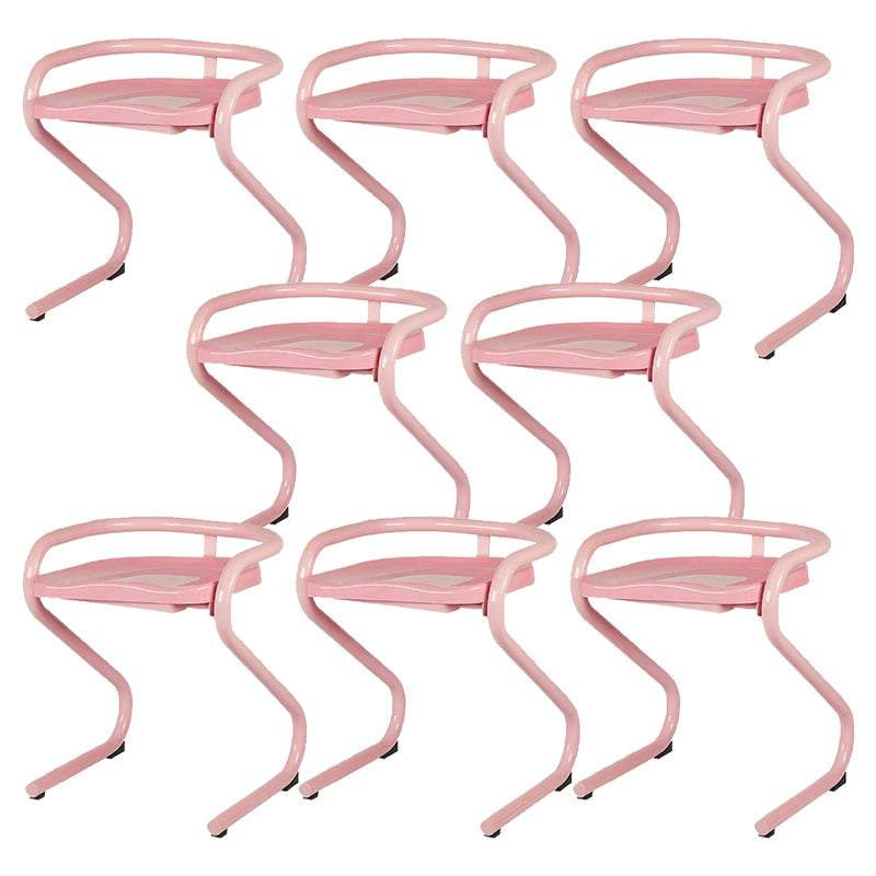 Metal Frame Dining Side Chair Modern Indoor Plastic Backless Chair
