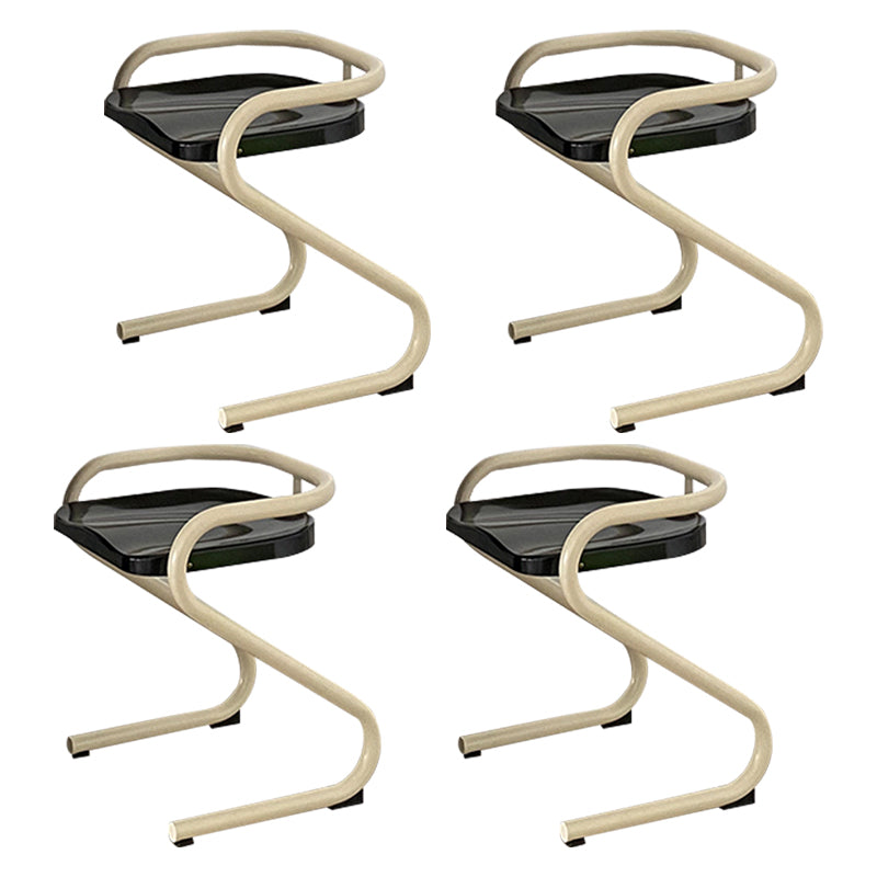 Metal Frame Dining Side Chair Modern Indoor Plastic Backless Chair