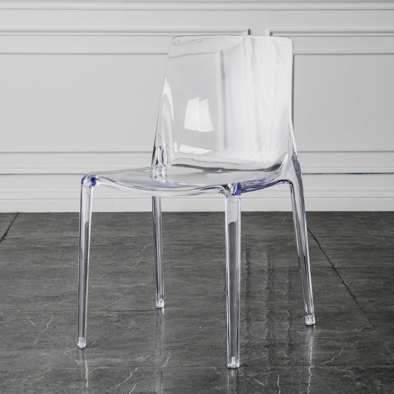 Modern Acrylic Armless Solid Back Dining Accent Chair for Home
