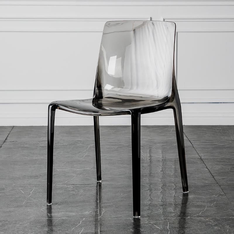 Modern Acrylic Armless Solid Back Dining Accent Chair for Home