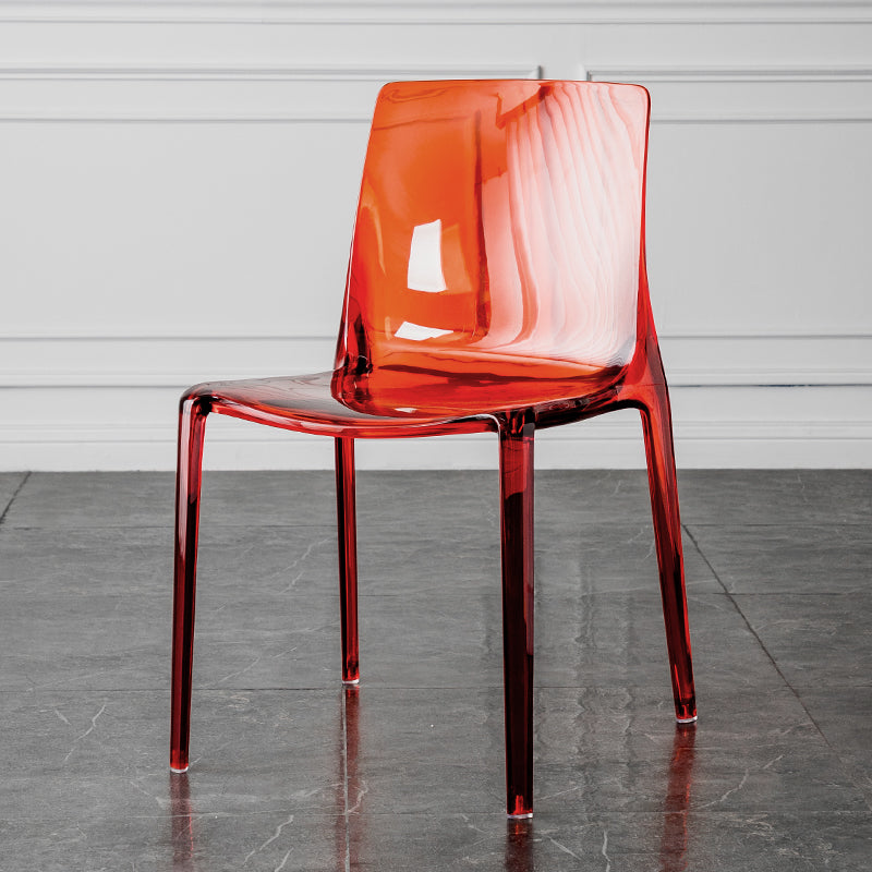 Modern Acrylic Armless Solid Back Dining Accent Chair for Home
