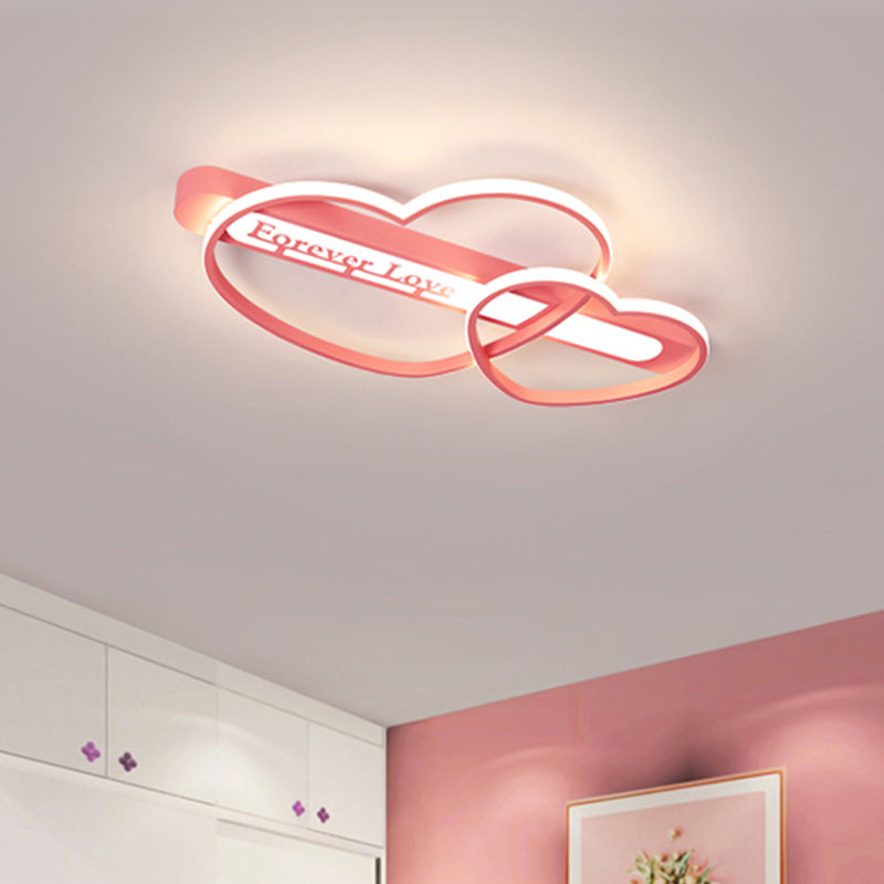 Pfeil durch Liebe Schlafzimmer Flush Mount Acryl Macaron Romantische LED-Unterputz Deckenleuchte in Pink/Weiß/Gold