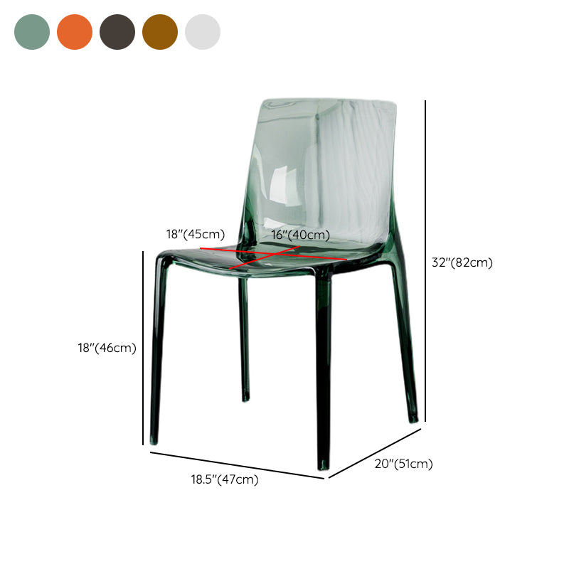 Modern Acrylic Armless Solid Back Dining Accent Chair for Home