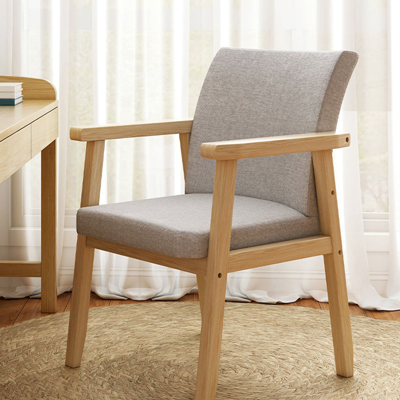 Contemporary Solid Wood Rubber Wood Arm Dining Chair with Upholstered for Home
