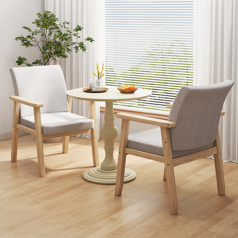 Contemporary Solid Wood Rubber Wood Arm Dining Chair with Upholstered for Home