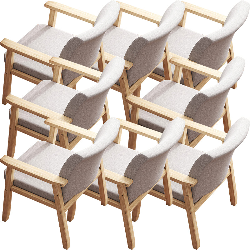 Contemporary Solid Wood Rubber Wood Arm Dining Chair with Upholstered for Home