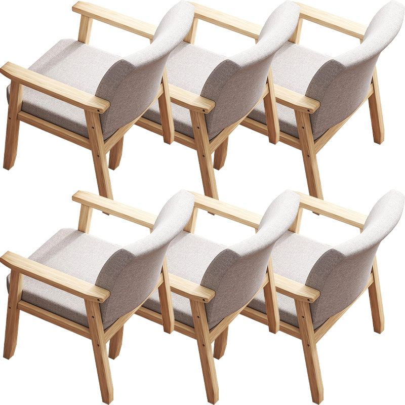 Contemporary Solid Wood Rubber Wood Arm Dining Chair with Upholstered for Home