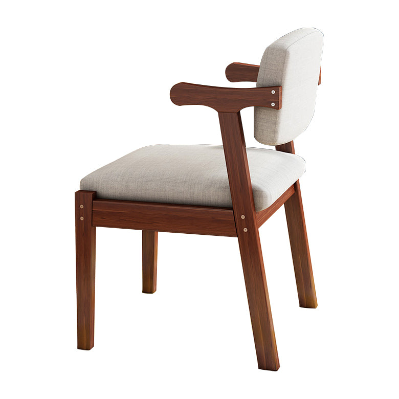 Contemporary Solid Wood Rubber Wood Arm Dining Chair with Upholstered for Home