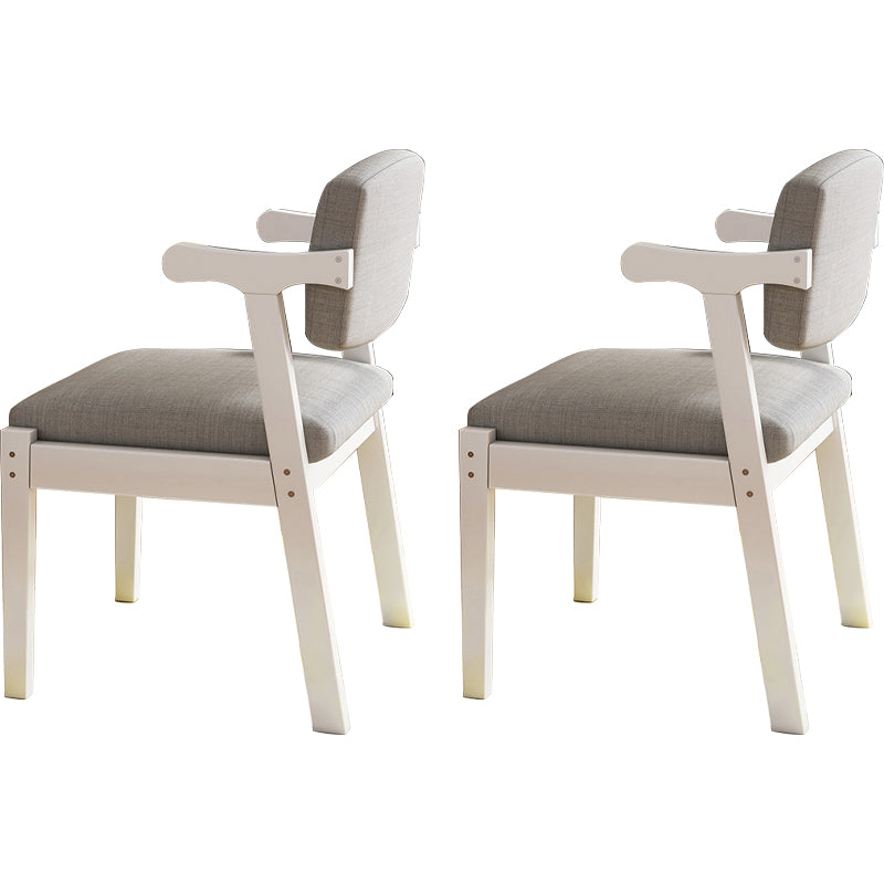Contemporary Solid Wood Rubber Wood Arm Dining Chair with Upholstered for Home