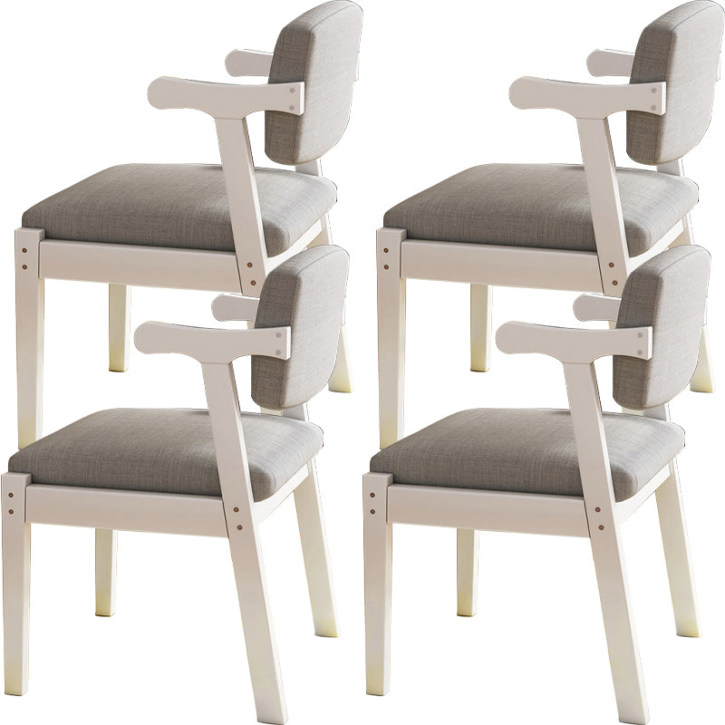 Contemporary Solid Wood Rubber Wood Arm Dining Chair with Upholstered for Home