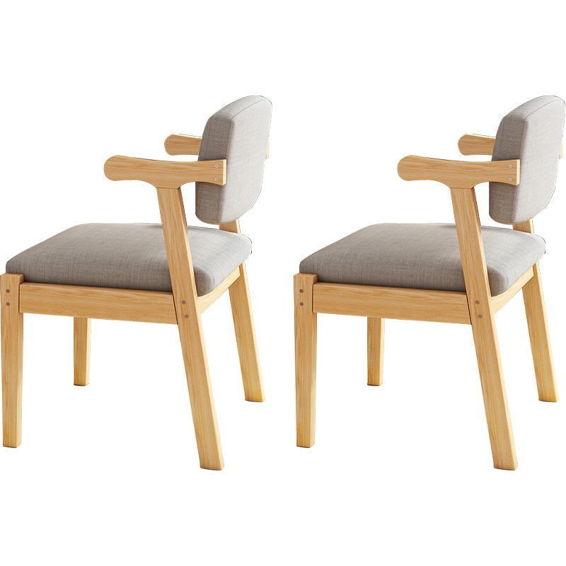 Contemporary Solid Wood Rubber Wood Arm Dining Chair with Upholstered for Home