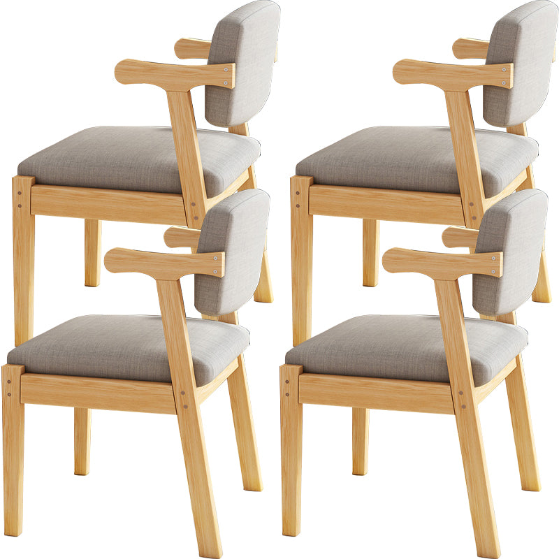 Contemporary Solid Wood Rubber Wood Arm Dining Chair with Upholstered for Home