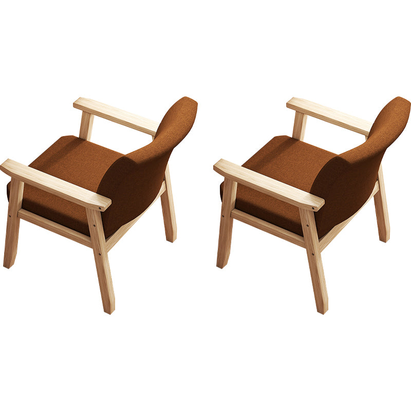 Contemporary Solid Wood Rubber Wood Arm Dining Chair with Upholstered for Home