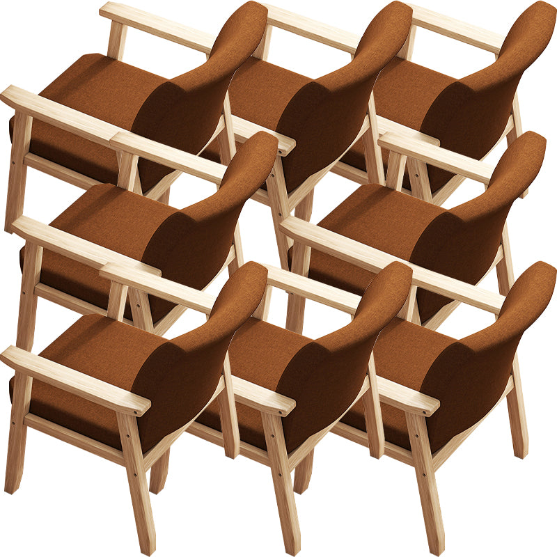 Contemporary Solid Wood Rubber Wood Arm Dining Chair with Upholstered for Home
