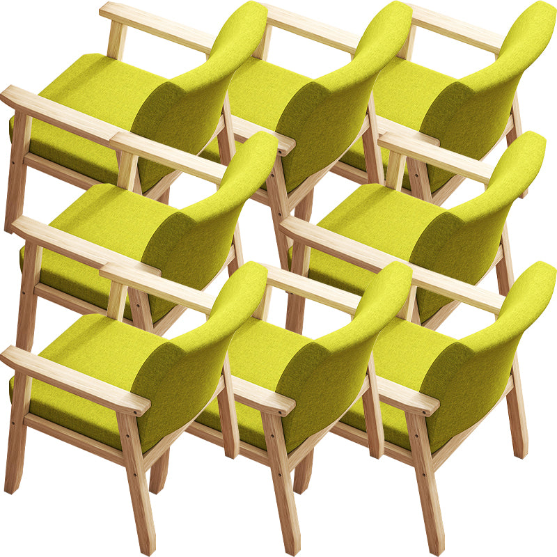 Contemporary Solid Wood Rubber Wood Arm Dining Chair with Upholstered for Home