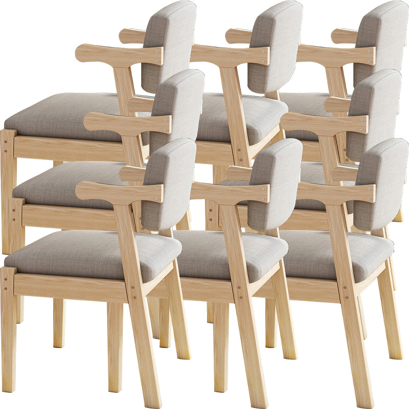 Contemporary Solid Wood Rubber Wood Arm Dining Chair with Upholstered for Home