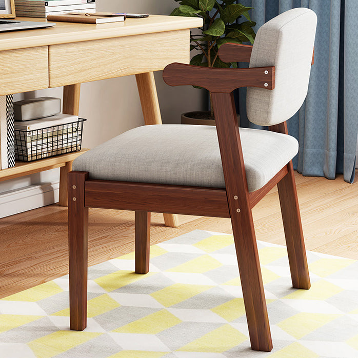 Contemporary Solid Wood Rubber Wood Arm Dining Chair with Upholstered for Home