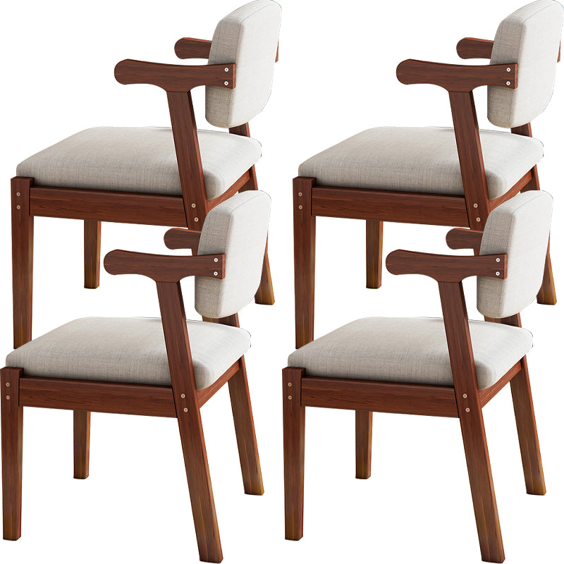 Contemporary Solid Wood Rubber Wood Arm Dining Chair with Upholstered for Home