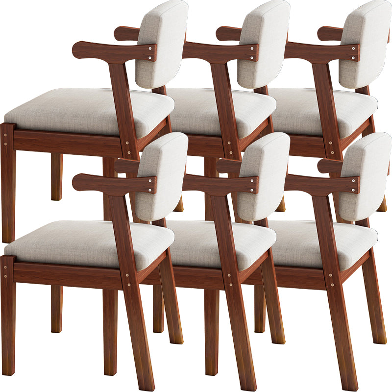 Contemporary Solid Wood Rubber Wood Arm Dining Chair with Upholstered for Home
