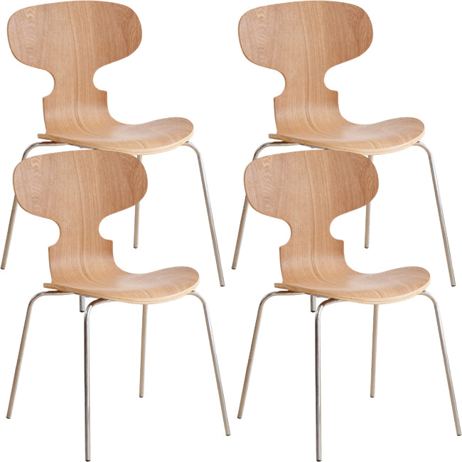 Contemporary Solid Wood Stackable Armless Dining Chair for Home