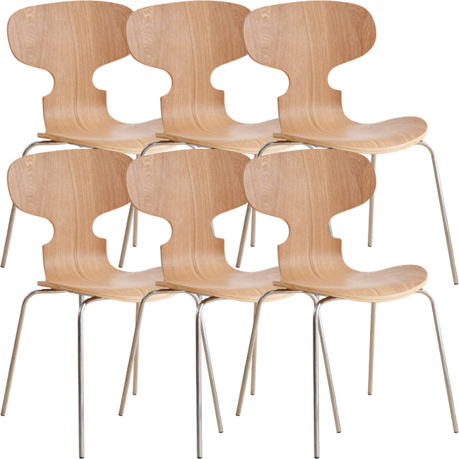 Contemporary Solid Wood Stackable Armless Dining Chair for Home