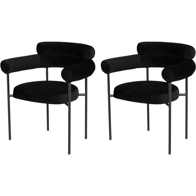 Nordic Style Upholstered Open Arm Dining Chair in Matte Finish