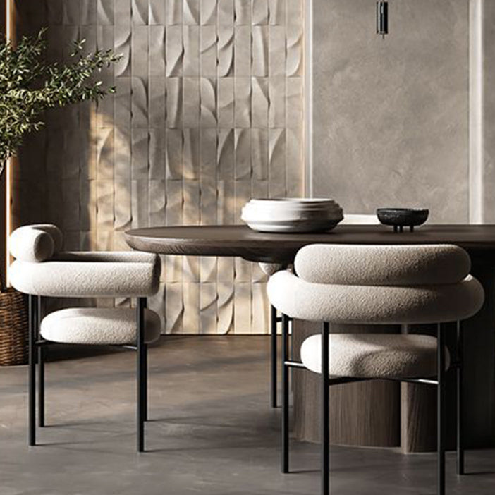 Nordic Style Upholstered Open Arm Dining Chair in Matte Finish