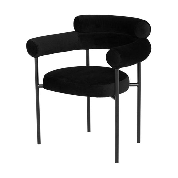 Nordic Style Upholstered Open Arm Dining Chair in Matte Finish
