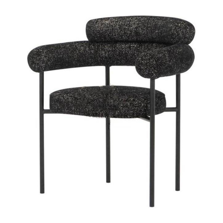 Nordic Style Upholstered Open Arm Dining Chair in Matte Finish