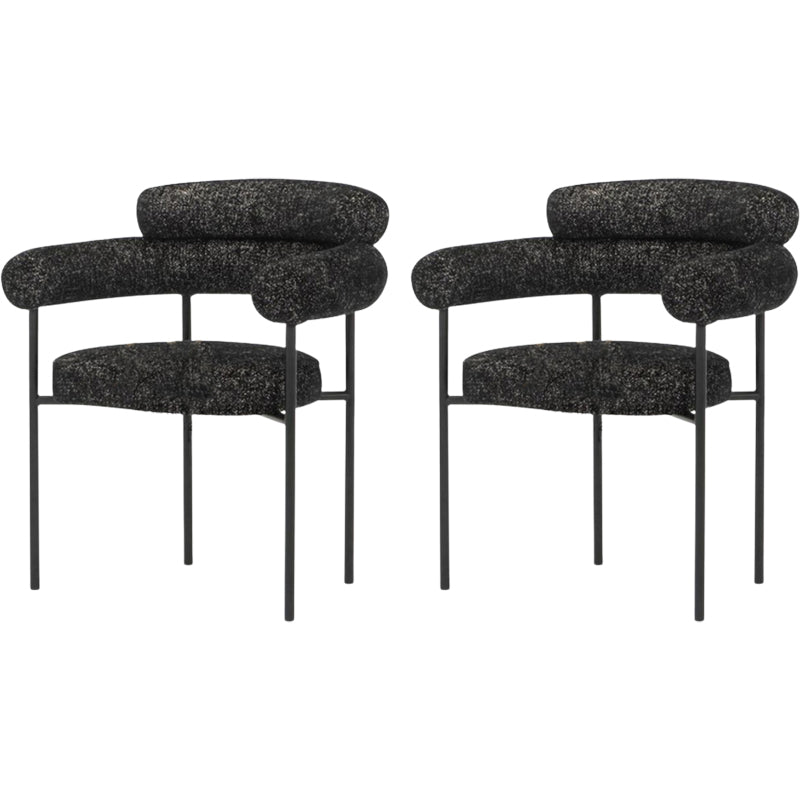 Nordic Style Upholstered Open Arm Dining Chair in Matte Finish