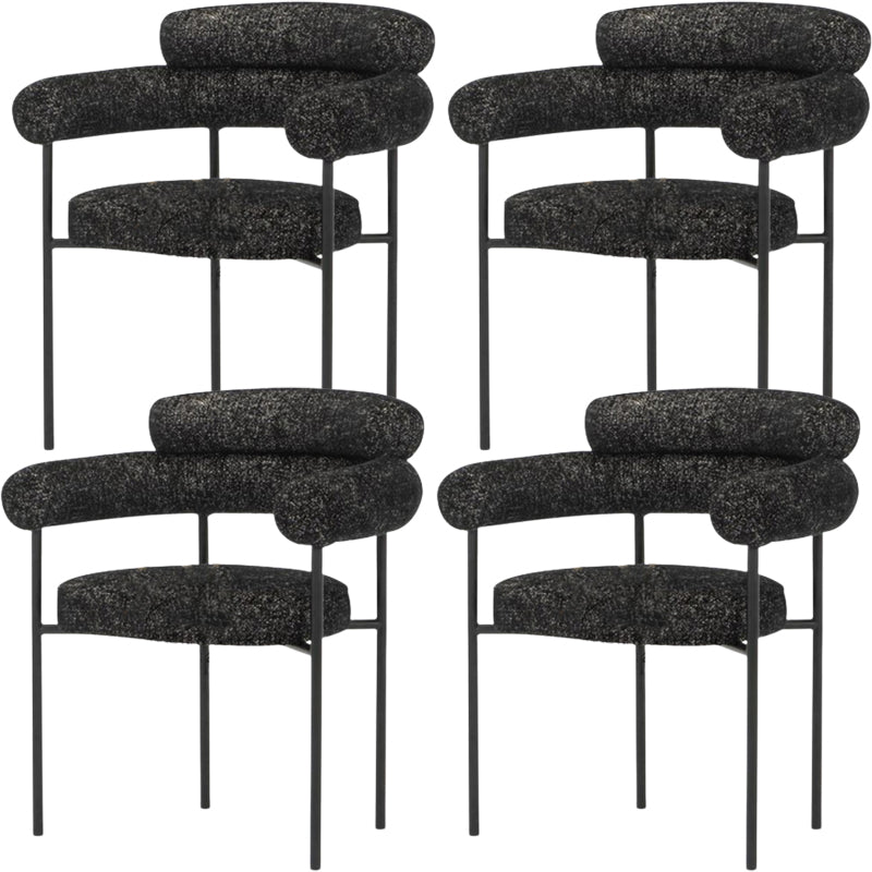 Nordic Style Upholstered Open Arm Dining Chair in Matte Finish