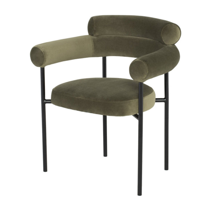 Nordic Style Upholstered Open Arm Dining Chair in Matte Finish