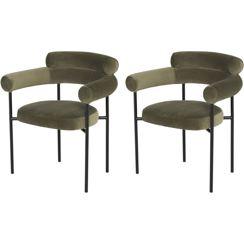 Nordic Style Upholstered Open Arm Dining Chair in Matte Finish
