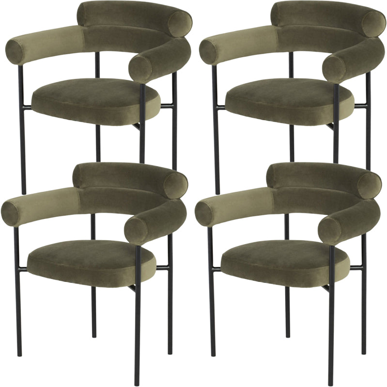 Nordic Style Upholstered Open Arm Dining Chair in Matte Finish