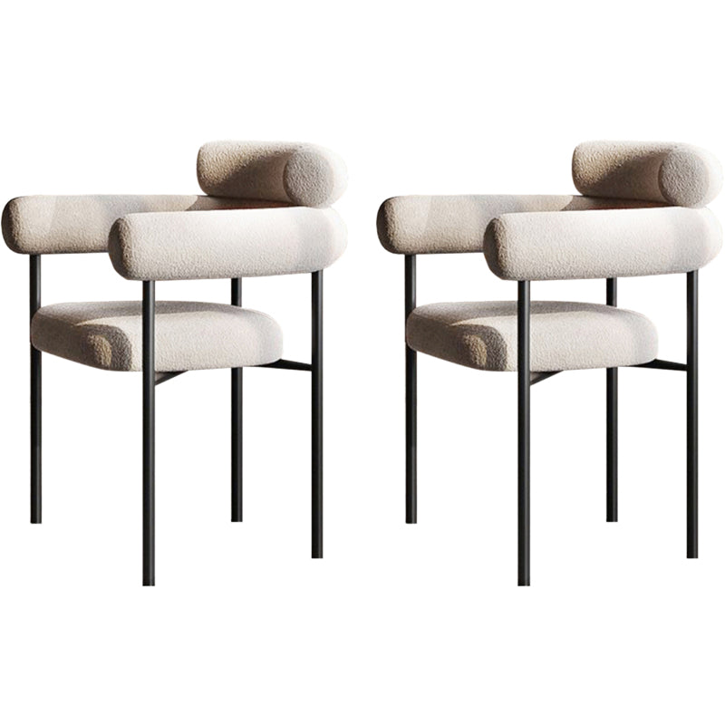 Nordic Style Upholstered Open Arm Dining Chair in Matte Finish