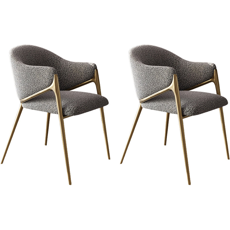 Metal Solid Back Arm Dining Chair Glam Chair for Dining Room